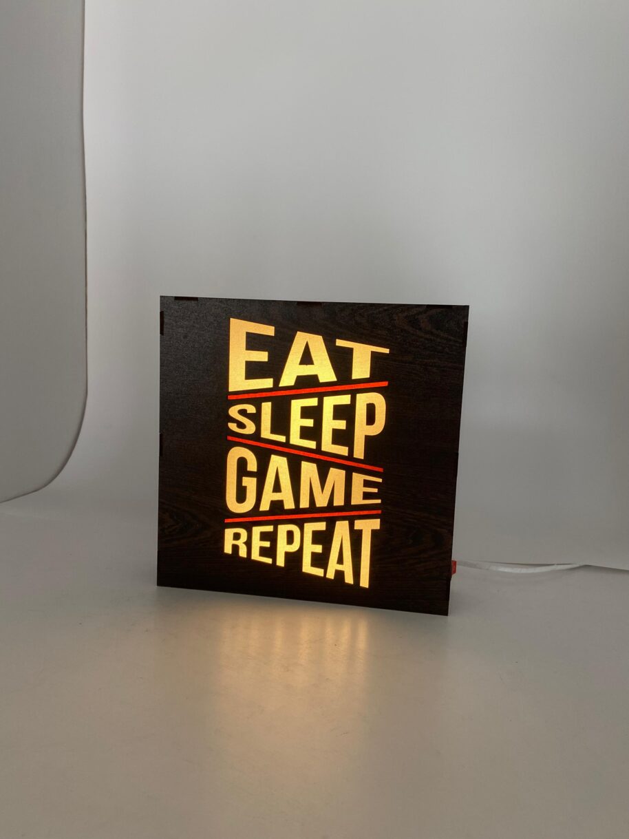 Eat Sleep Game Repeat - Işıklı Dekor (Günışığı Işık)